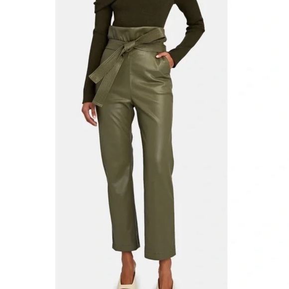 Alexis Pants - ALEXIS Kayden Vegan Leather Paperbag Pants in forest green women’s small